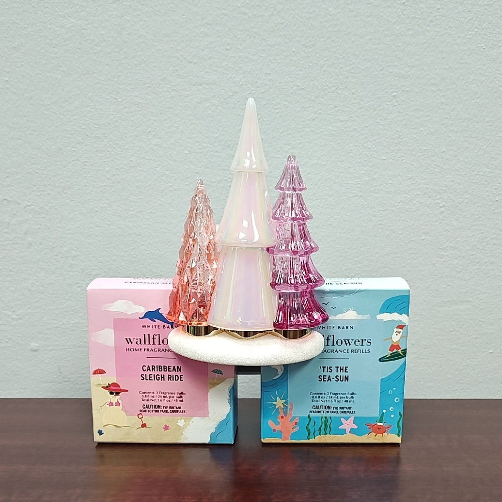 Bath & Body Works White Barn PINK TREES NIGHTLIGHT Wallflower Plug + Wallflowers